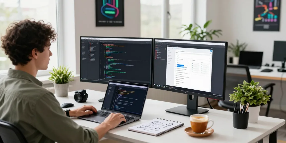 Software developer focused on coding in a modern workspace reflecting the WPS Official Website essence.